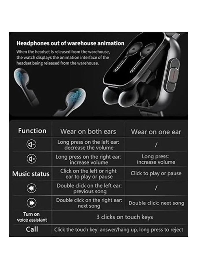 Smartbarry A70 Smart Watch with Built-in Wireless Earbuds 2-in-1 Fitness Tracker Bluetooth Calling and Health Monitor Black - Image 2